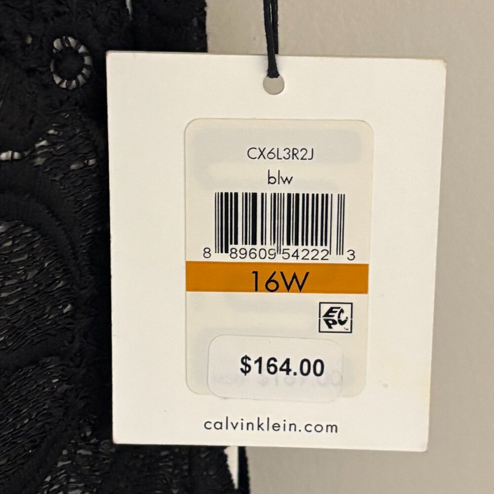Calvin Klein Black Floral Lace Short Sleeve Dress Size 16 16W Plus Women's NWT - Picture 5 of 7